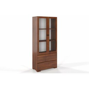 Dřevěná vitrína s proskelnými dveřmi Sandemo 2S80, buk (Barva: Ořech)