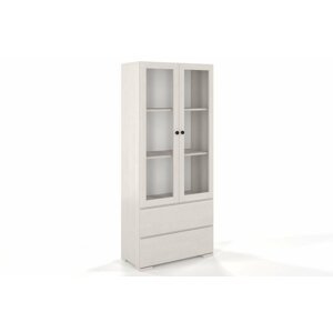 Dřevěná vitrína s proskelnými dveřmi Sandemo 2S80, buk (Barva: Bílá)