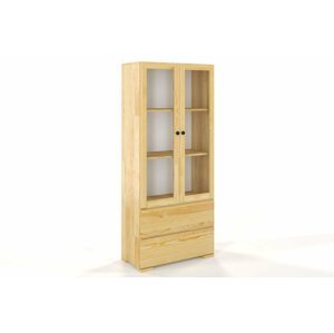 Dřevěná vitrína se skleněnými dveřmi Sandemo 2S80, borovice (Barva: Přírodní)
