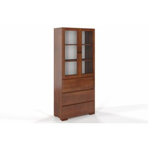 Dřevěná vitrína se skleněnými dveřmi Sandemo 3S80, buk (Barva: Ořech)