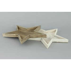 Hvězdička dřevěná dekorační, mix šedivé a bílé barvy. KLA255