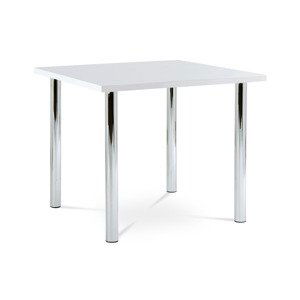 Jídelní stůl 90x90 cm, chrom / vysoký lesk bílý AT-1913B WT