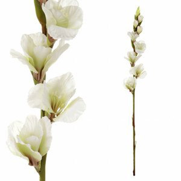 Gladiola, barva bílá. Květina umělá. KT7300-WH, sada 6 ks