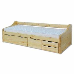 Dřevěná postel LK131, 90x200, borovice (Barva dřeva: Šedá)