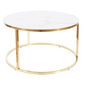Konferenční stolek SABINE zlatý kov/ bílý mramor
