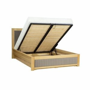 Čalouněná postel LK114/II BOX, 140x200, buk (Barva dřeva: Bělená)
