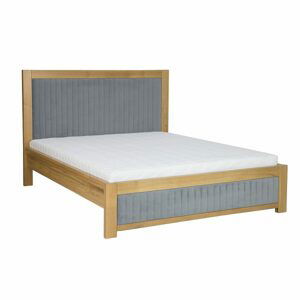 Čalouněná postel LK214/II, 140x200, dub (Barva dřeva: Přírodní (lakovaná))