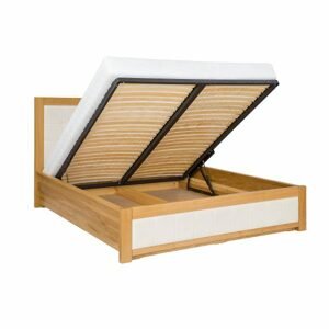 Čalouněná postel LK214 BOX, 140x200, dub (Barva dřeva: Bělená)