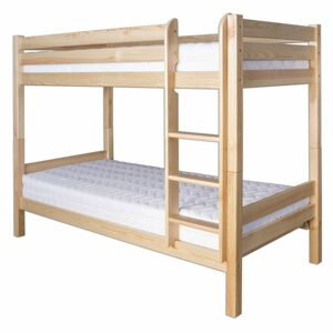 Dřevěná dvoupatrová postel LK136, 90x165x200, borovice (Barva dřeva: Šedá)