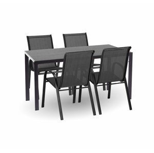 Jídelní set VIGO L antracit + 4x židle VALENCIA 2 černá