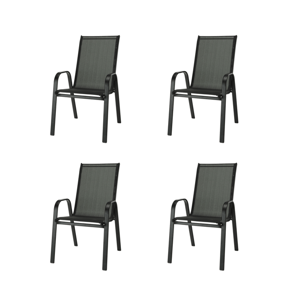 Zahradní židle VALENCIA 2 černá, stohovatelná IWH-1010010 sada 4ks