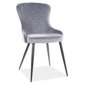 Jídelní čalouněná židle PIKA velvet šedá/černá