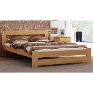 Dřevěná postel Lidia 140x200 + rošt ZDARMA (Barva dřeva: Dub)