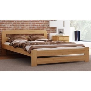 Dřevěná postel Lidia 140x200 + rošt ZDARMA (Barva dřeva: Ořech)
