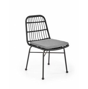 Ratanová jídelní židle K401, černá / šedá