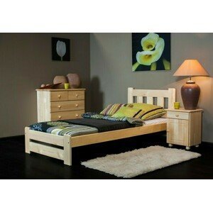 Dřevěná postel Mila 90x200 + rošt ZDARMA (Barva dřeva: Borovice)