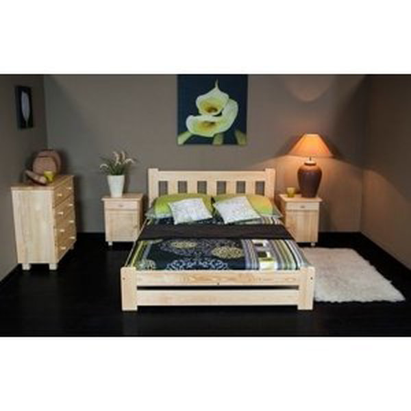 Dřevěná postel Mila 160x200 + rošt ZDARMA (Barva dřeva: Borovice)