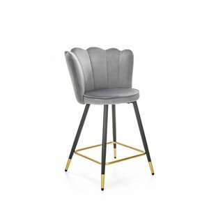 Barová židle H106, šedá, samet / kov