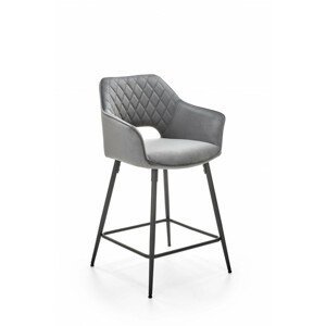 Barová židle H107, šedá, látka/kov