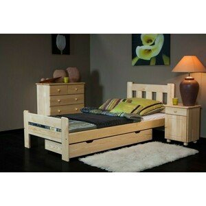 Dřevěná postel Greta 90x200 + rošt ZDARMA (Barva dřeva: Borovice)