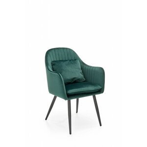 Čalouněná jídelní židle K464, tmavě zelená
