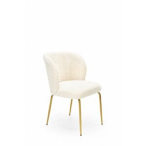 Čalouněná jídelní židle K474, krémová / zlatá