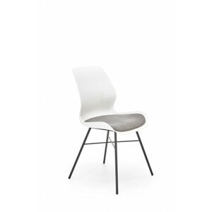 Čalouněná jídelní židle K488, bílá / šedá