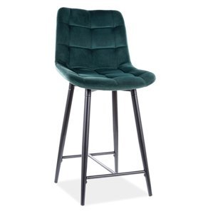 Barová čalouněná židle SIK VELVET zelená/černá