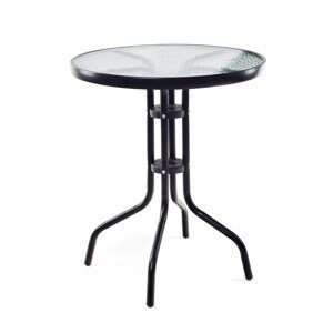 Stůl kovový se skleněnou deskou 60 cm, černý