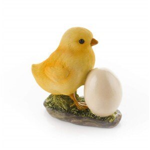 Kuřátko s vajíčkem polyresin 10,5x6x11,5 cm