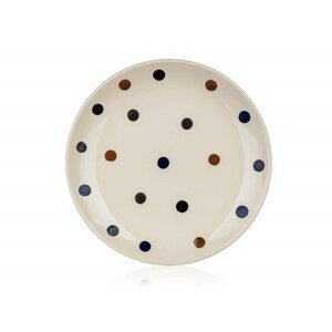 Talíř dezertní keramický DOTS 18,6 cm, hnědé puntíky