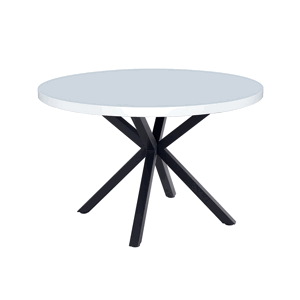 Jídelní stůl, bílá matná/černá, průměr 120 cm, MEDOR