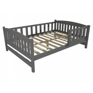Dětská postel DP 002 XL se zábranou (Rozměr: 120 x 200 cm, Barva dřeva: barva šedá)