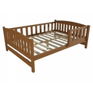 Dětská postel DP 002 XL se zábranou (Rozměr: 120 x 200 cm, Barva dřeva: moření dub)