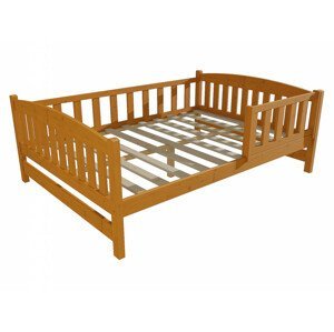 Dětská postel DP 002 XL se zábranou (Rozměr: 120 x 200 cm, Barva dřeva: moření olše)