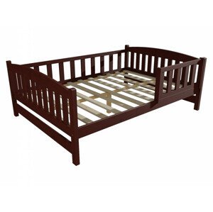 Dětská postel DP 002 XL se zábranou (Rozměr: 120 x 200 cm, Barva dřeva: moření ořech)