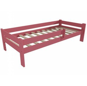 Dětská postel DP 012 se zábranou (Rozměr: 90 x 190 cm, Barva dřeva: barva růžová)