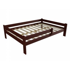 Dětská postel DP 012 XL se zábranou (Rozměr: 120 x 200 cm, Barva dřeva: moření ořech)