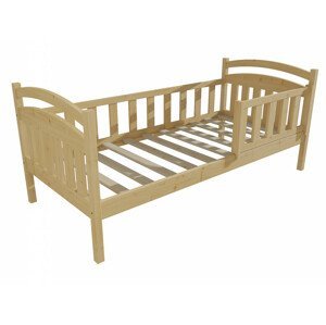 Dětská postel DP 014 se zábranou (Rozměr: 70 x 160 cm, Barva dřeva: bezbarvý lak)
