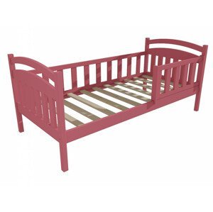 Dětská postel DP 014 se zábranou (Rozměr: 80 x 170 cm, Barva dřeva: barva růžová)