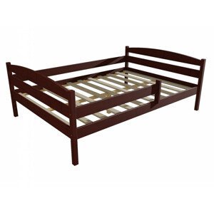 Dětská postel DP 017 XL se zábranou (Rozměr: 120 x 200 cm, Barva dřeva: moření ořech)