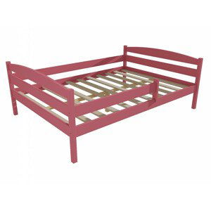 Dětská postel DP 017 XL se zábranou (Rozměr: 140 x 200 cm, Barva dřeva: barva růžová)