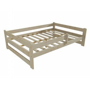 Dětská postel DP 019 XL se zábranou (Rozměr: 120 x 200 cm, Barva dřeva: surové dřevo)