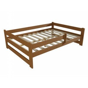 Dětská postel DP 019 XL se zábranou (Rozměr: 140 x 200 cm, Barva dřeva: moření dub)