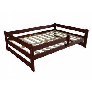 Dětská postel DP 019 XL se zábranou (Rozměr: 120 x 200 cm, Barva dřeva: moření ořech)