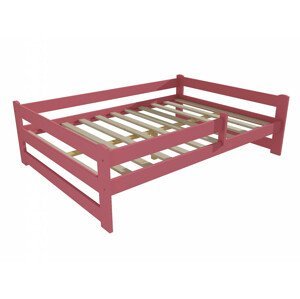 Dětská postel DP 019 XL se zábranou (Rozměr: 120 x 200 cm, Barva dřeva: barva růžová)