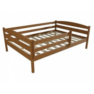 Dětská postel DP 020 XL se zábranou (Rozměr: 120 x 200 cm, Barva dřeva: moření dub)