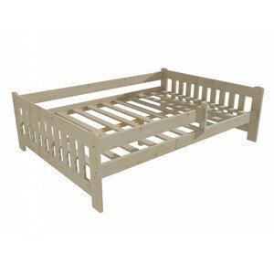 Dětská postel DP 022 XL se zábranou (Rozměr: 120 x 200 cm, Barva dřeva: surové dřevo)