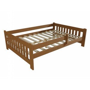 Dětská postel DP 022 XL se zábranou (Rozměr: 120 x 200 cm, Barva dřeva: moření dub)