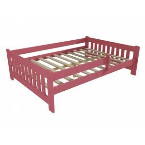Dětská postel DP 022 XL se zábranou (Rozměr: 140 x 200 cm, Barva dřeva: barva růžová)